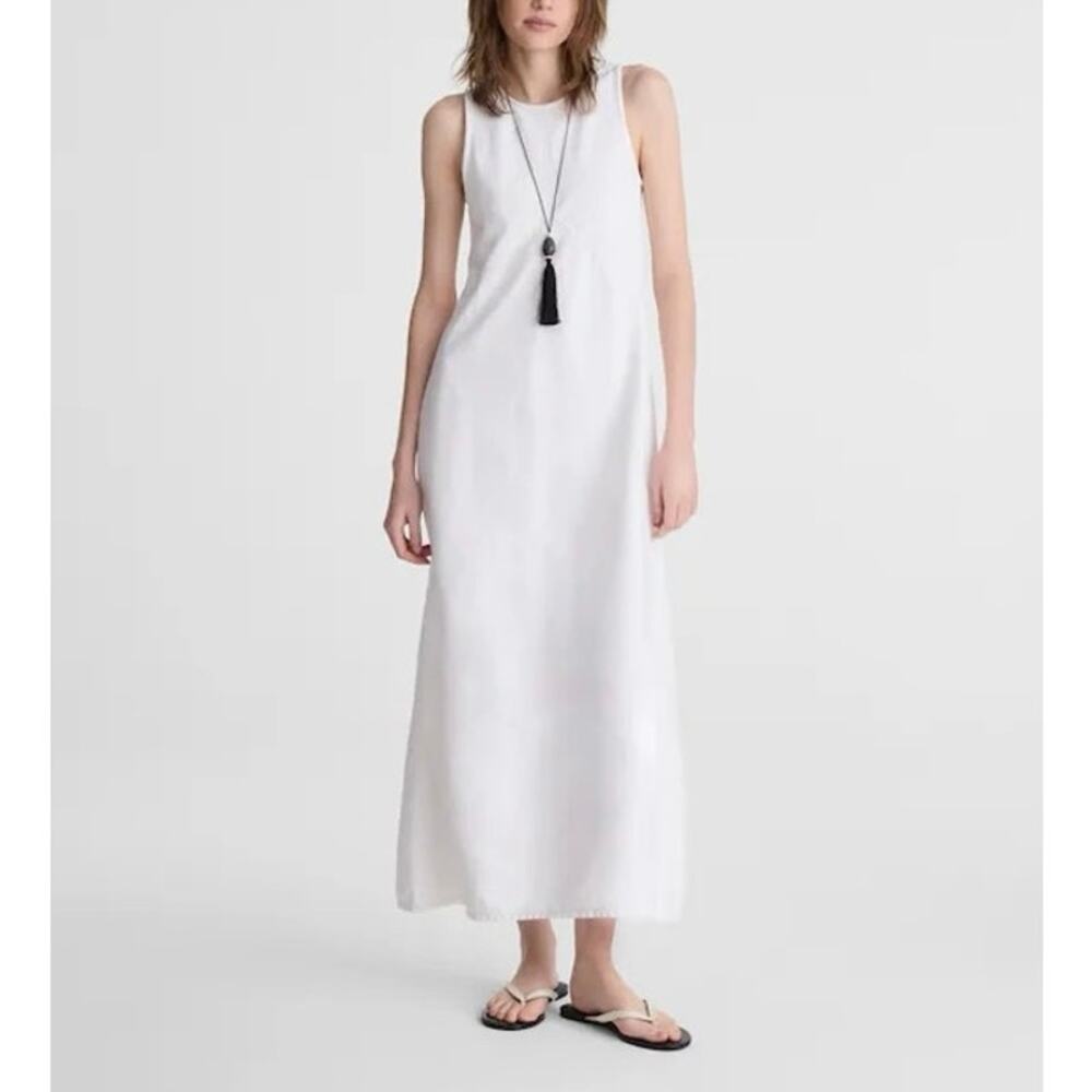 NWT Madewell Denim Seamed Sleeveless Maxi Dress Airy In Tile White Size 6